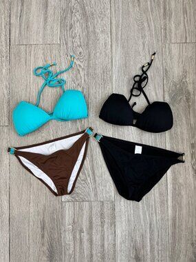 2 SETS EUC Voda Swim Envy Push Up String Bikini Tops and Bottoms size Small